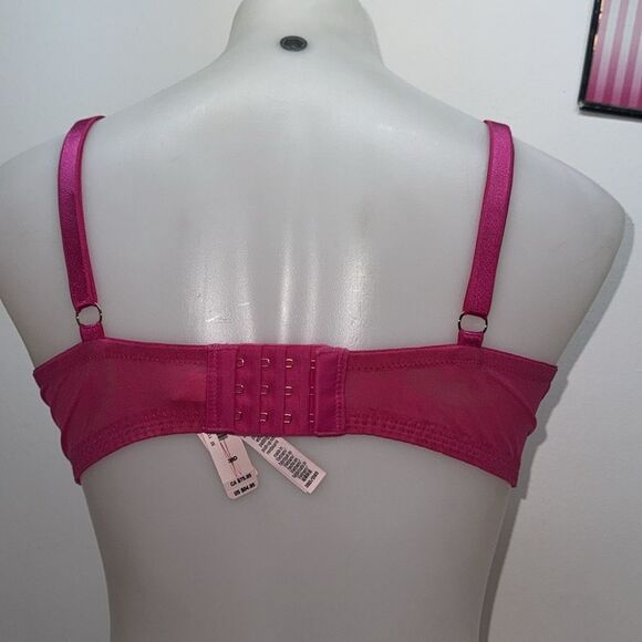🔥Victoria's Secret Fuchsia Lace Bra and Panty Set Sz 36D // Large New - Picture 6 of 10